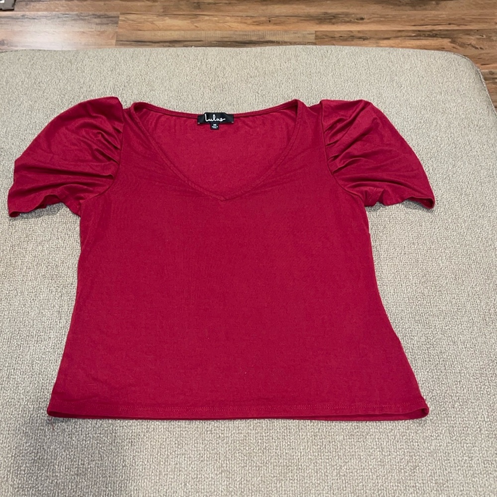 Lulus red top with puff sleeve